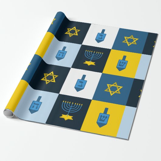 colorblock hebrew hanukkah ラッピングペーパー (アンロールド)