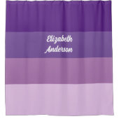 Colorblock Purple Horizontalストライプ シャワーカーテン (正面)