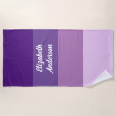 Colorblock Purple Horizontalストライプ ビーチタオル (正面)