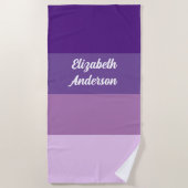 Colorblock Purple Horizontalストライプ ビーチタオル (正面)