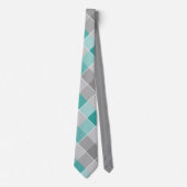 colorblocks plaid aqua gray white neck tie ネクタイ (正面)