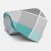 colorblocks plaid aqua gray white neck tie ネクタイ (ロール)