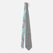 colorblocks plaid aqua gray white neck tie ネクタイ (裏面)