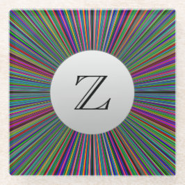 ColorBurstモノグラムシルバートーン付きガラスコースター ガラスコースター