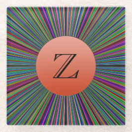 ColorBurstモノグラムライトレッド付きガラスコースター ガラスコースター