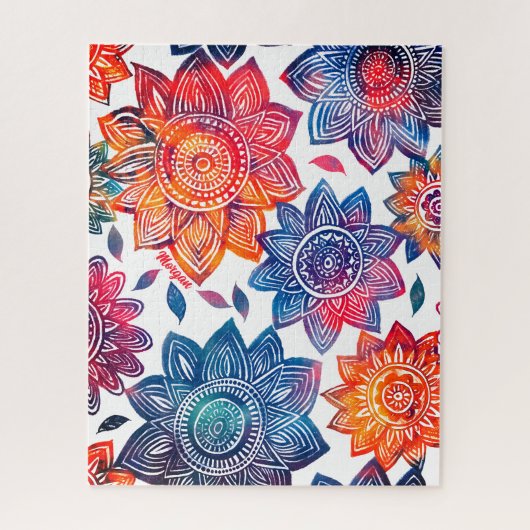 Colorburst Mandala Garden - Boho 鮮やか Gift ジグソーパズル (縦)