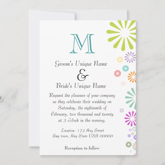 Colorburst Monogram結婚の 招待状 (正面)
