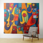 Colorcube 1キュビズムカラフルタペストリー タペストリー (インサイチュ(横))