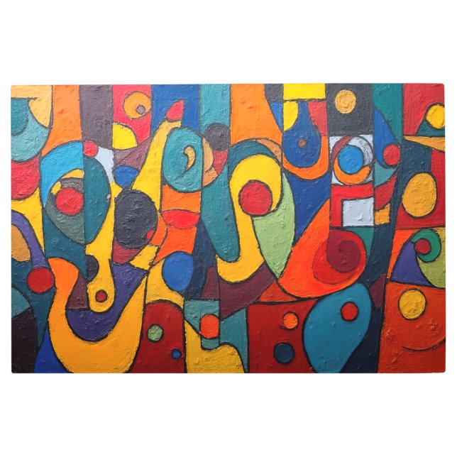 Colorcube 1キュービズムカラフルメタルウォールアート メタルプリント (正面)