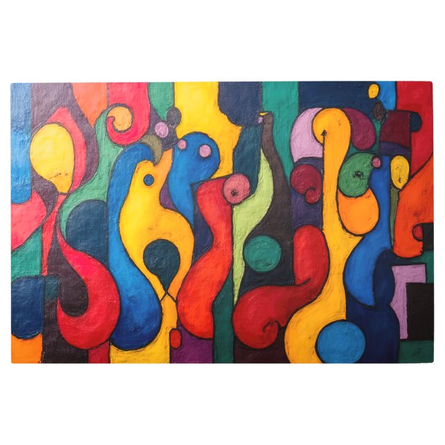 Colorcube 2キュービズムカラフルメタルウォールアート メタルプリント (正面)