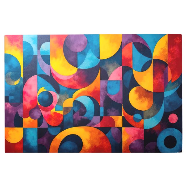 Colorcube 6キュービズムカラフルメタルウォールアート メタルプリント (正面)