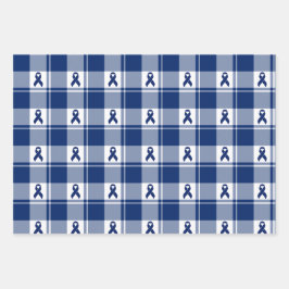 Colorectal Cancer Awareness Plaid Wrapping Paper ラッピングペーパーシート