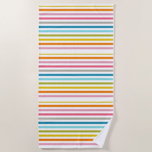Colored Candy Stripes ビーチタオル (正面)