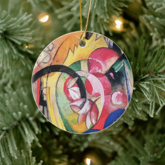 Colored Flowers (別名抽象芸術型枠)by Franz Marc セラミックオーナメント (ツリー)