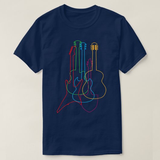 Colored Guitars Electric Acoustic Classical Premiu Tシャツ (デザイン正面)