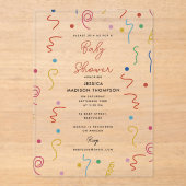 Colored Party Confetti Baby Shower アクリル招待状 (正面)