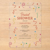 Colored Party Confetti Bridal Shower アクリル招待状 (正面)