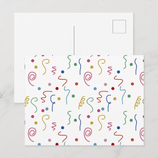 Colored Party Confetti Pattern シーズンポストカード (正面/裏面)