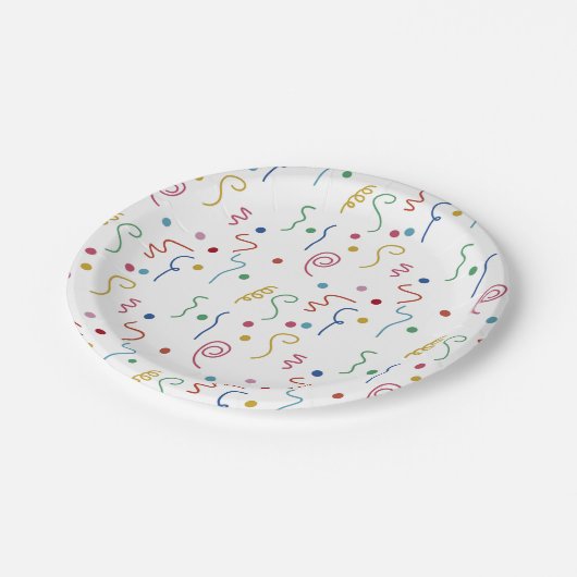 Colored Party Confetti Pattern ペーパープレート (アングル)