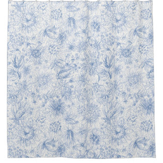 Colored Pencil Floral シャワーカーテン