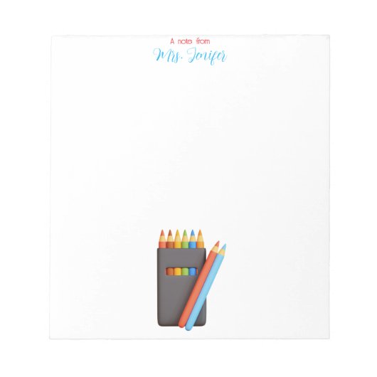Colored Pencil Palette Kindergarten Teacher Notepa ノートパッド (正面)