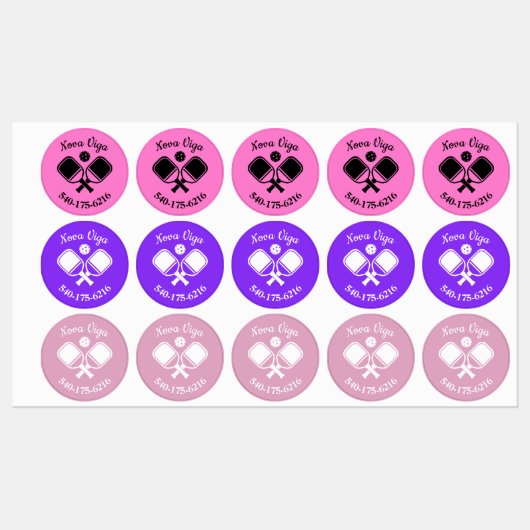 Colored Personalized Pickleball Paddle Butt Name ラベル (シート)