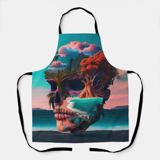 Colored Skull Head エプロン (正面)