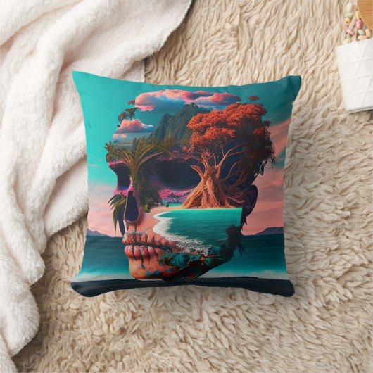 Colored Skull Head クッション (ブランケット)