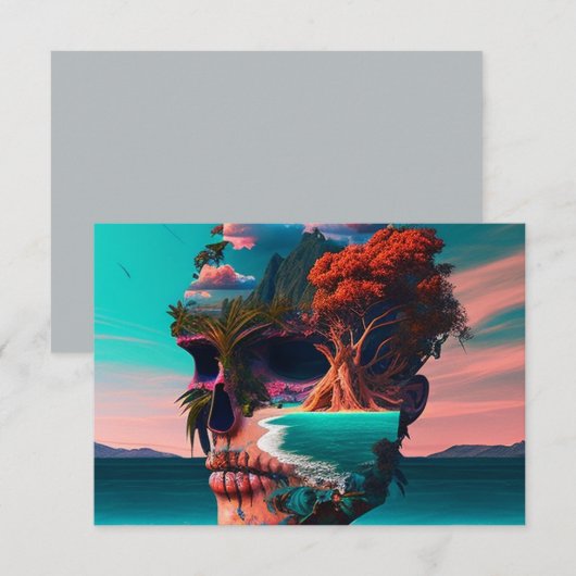 Colored skull head サンキューカード (正面/裏面)