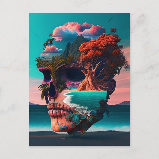 Colored skull head シーズンポストカード (正面)