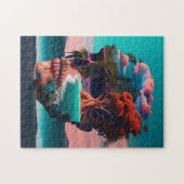 Colored skull head ジグソーパズル (横)