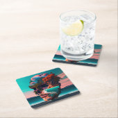 Colored Skull Head スクエアペーパーコースター (インサイチュ)