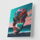 Colored skull head スクエア壁時計 (傾斜)