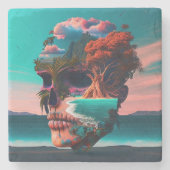 Colored Skull Head ストーンコースター (正面)