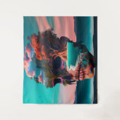 Colored skull head タペストリー (正面)