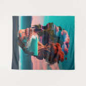 Colored skull head タペストリー (正面(横))