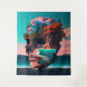 Colored skull head タペストリー (正面)