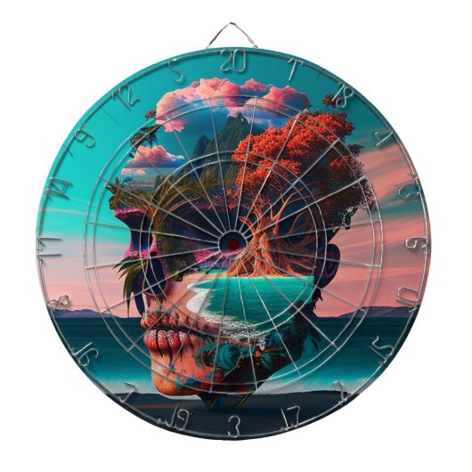 Colored skull head ダーツボード (正面)