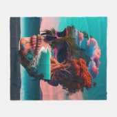 Colored Skull Head フリースブランケット (正面(横))