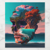 Colored Skull Head ワインラベル (シングルラベル)