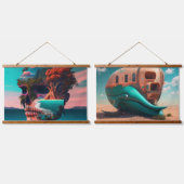 Colored skull head 吊り下げ型タペストリー (ダブル)