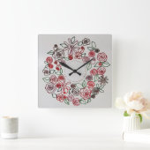 colored wire floral ornaments スクエア壁時計 (ホーム)