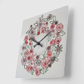 colored wire floral ornaments スクエア壁時計 (傾斜)