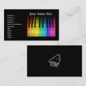 Colorfピアノキーボードとミュージックノートの名刺 名刺 (正面/裏面)