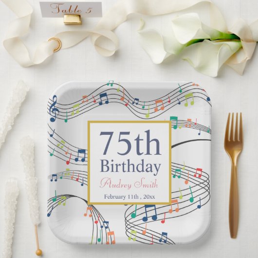 colorf Music Noteミュージシャン誕生日 ペーパープレート (ウェディング)