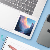 Colorfall Grove - Square Vinyl Sticker シール (ノートパソコンとiPhone)