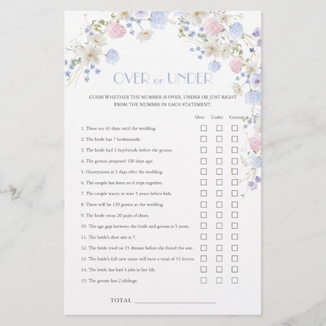 Colorfilワイルドフラワーブライダルシャワーオーバー試合中 (正面)