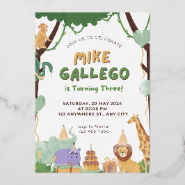 colorfuミニマル誕生日招待状カード | 顧客 箔招待状