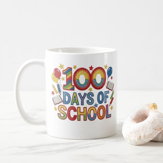 Colorful 100 Days of School コーヒーマグカップ (ドーナツ)