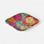 colorful 1950s floral print pattern ペーパープレート (傾斜あり)